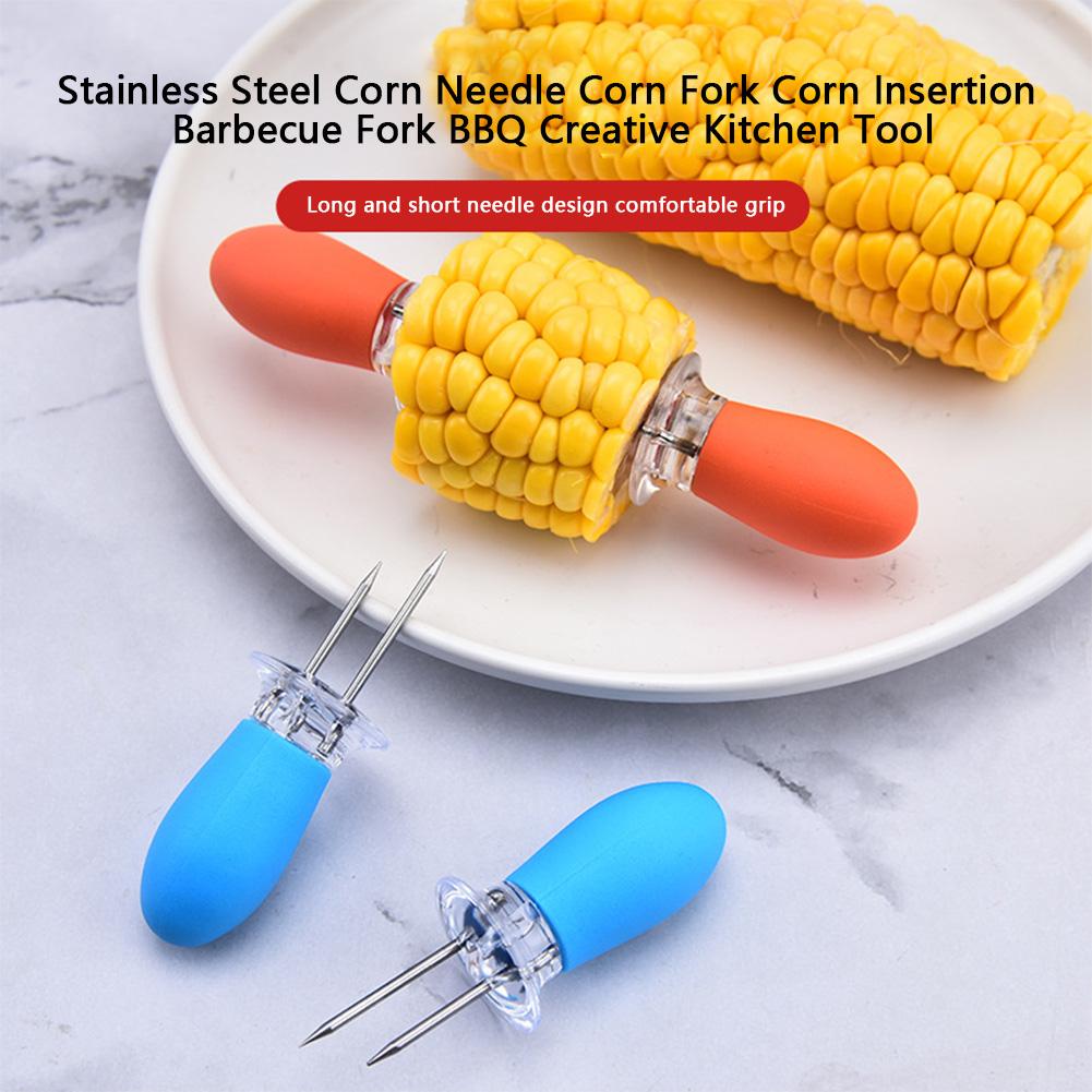 Stainless Steel Corn Needle Corn Fork Corn Insertion Barbecue Fork BBQ Creative Kitchen Tool