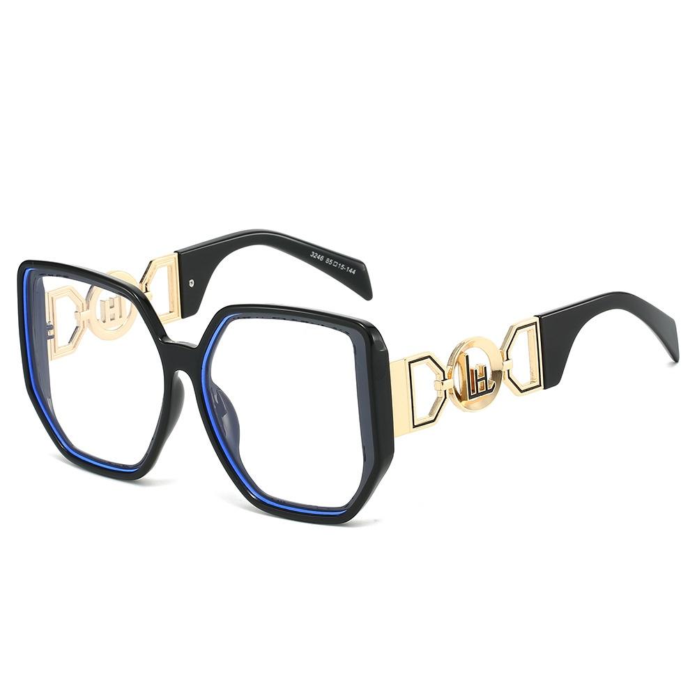 

New Large Frame Square Anti Blue Light Glasses Luxury Hollow Frame Leopard Print Design Advanced All Match Unisex Glasses as picture