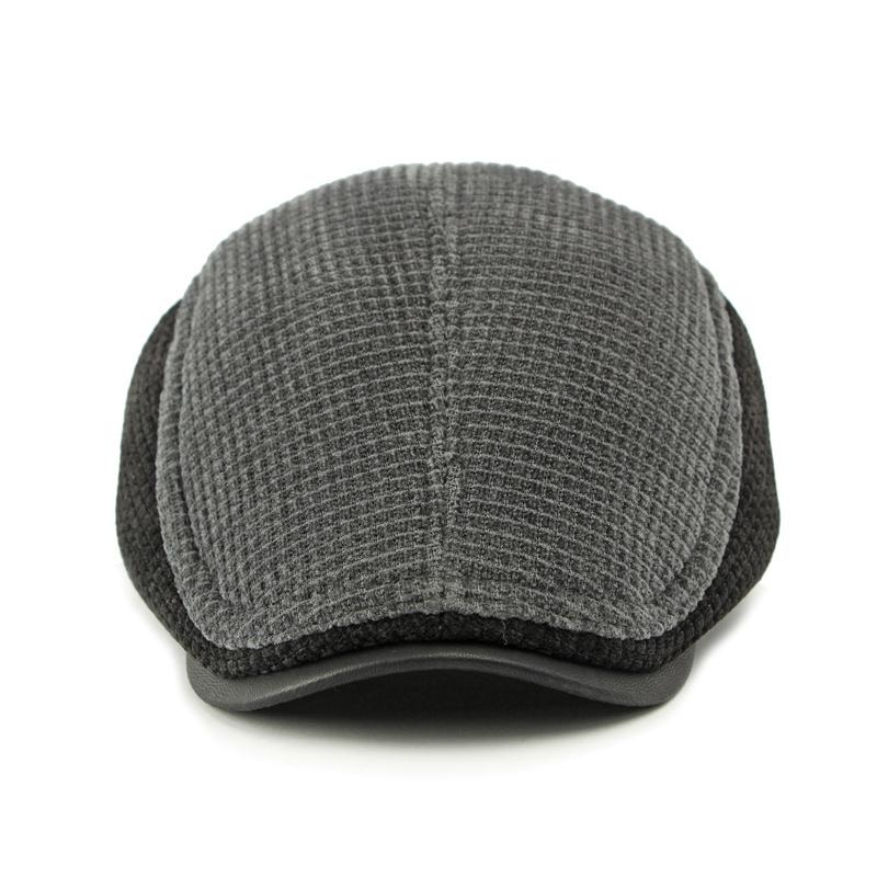 Warm Cap for Middle-Aged and Elderly Men's Winter Ear Protection Beret Peaked Cap