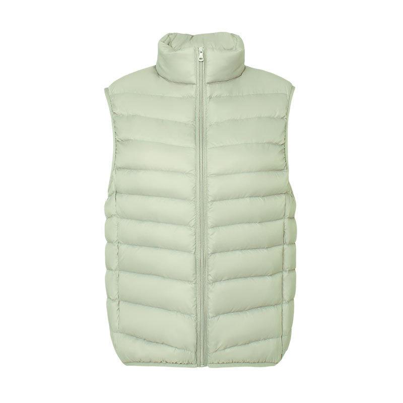 Women's Lightweight Down Vest Stand Collar Zip Up Sleeveless White Duck Down Padded Waistcoat Gilet