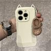 Cute Cartoon 3D Cat Ears Soft Phone Case For iPhone 16 15 14 13 Pro Max With Lovely Mini Hole Shoes Pendant Back Cover