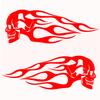 2Pcs Universal Motorcycle Gas Fuel Oil Tank Skull Flame Badge Decal Sticker