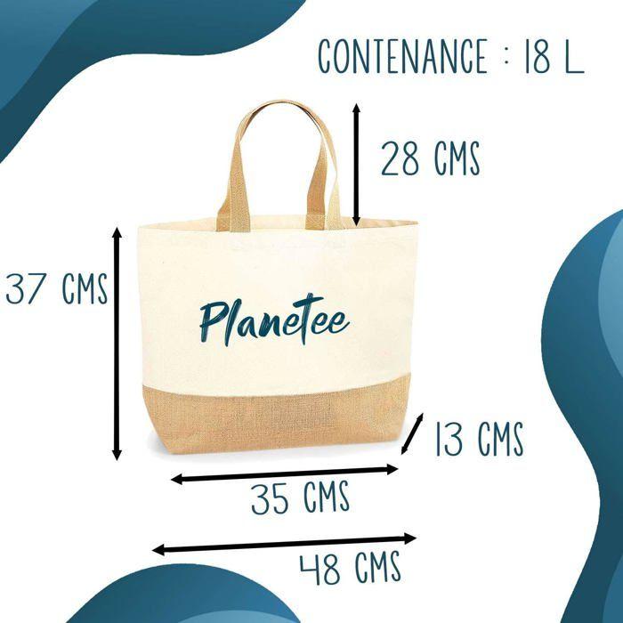 Sac cabas - PLANETEE - Zélie Bas les pattes Chien Shiba - Jute & coton - Imprimé en France - Grande contenance