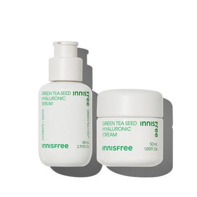 Grüner Teesamen-Hyaluronsäure-Serum + Creme-Set, 2 Artikel