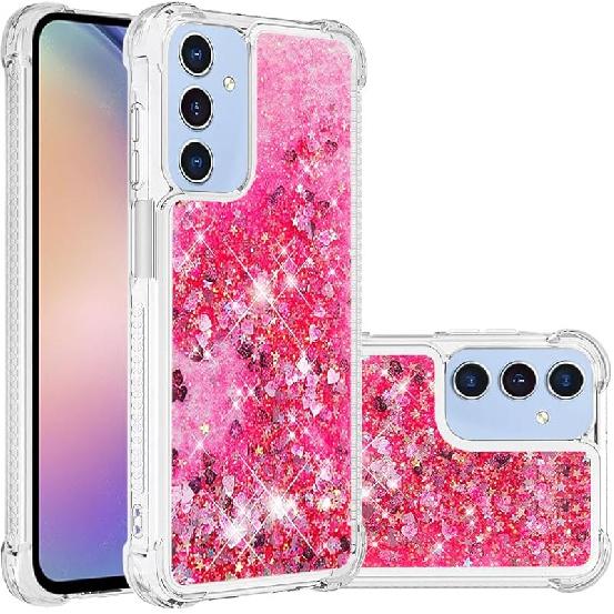 Case for Samsung Galaxy A15 5G, Glitter TPU Cover Clear Flowing Quicksand with Anti-Fall Bumper Corner Shockproof Protection Women Girly Case for