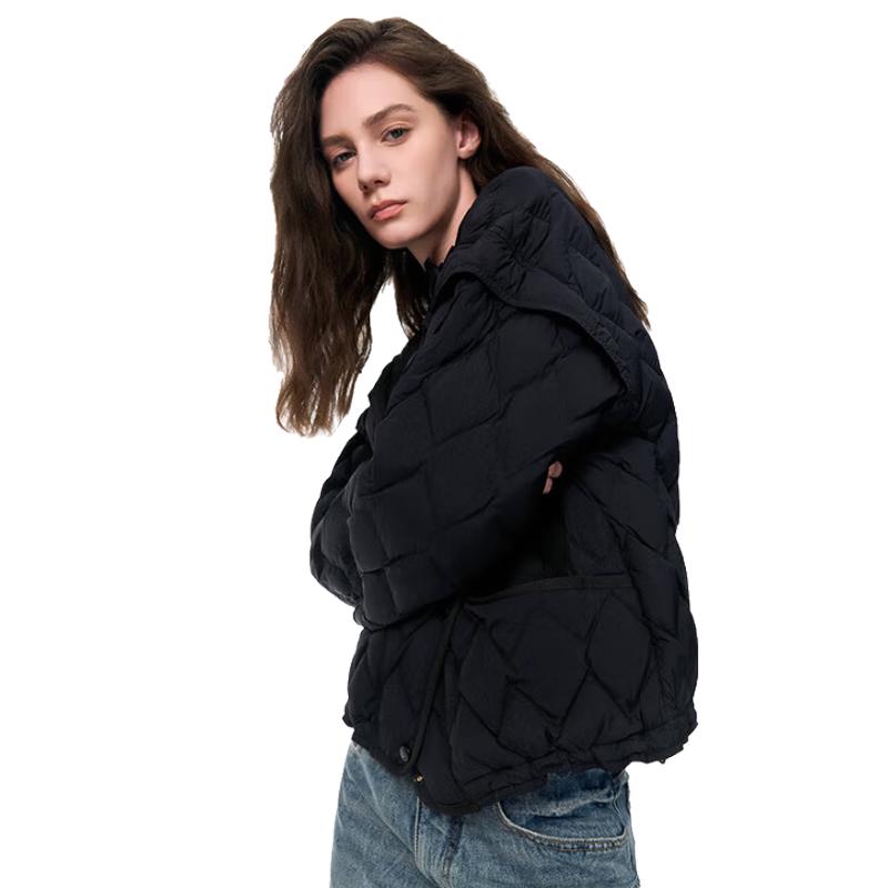 Jinyujie Women's Ruffle Collar Lightweight 90% Duck Down Short Jacket
