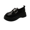 Schwarze Plateau-JK kleine Lederschuhe Damen 2025 neu Herbst Retro Britischer Stil vielseitige Slipper Eins-Pedal Einzelschuhe