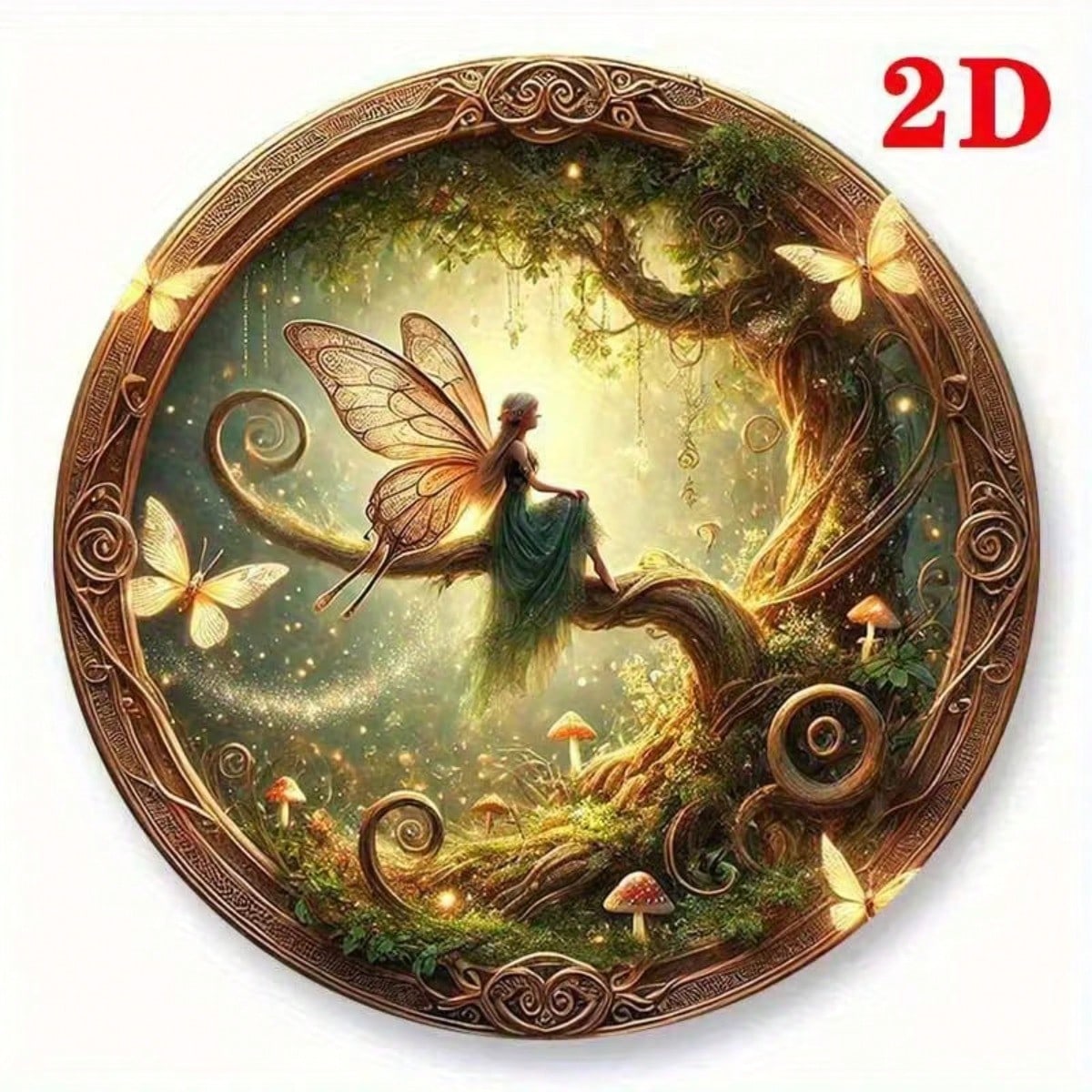 

Round Fairy Tree Metal Wall Art, Pre-Drilled, 2D Decor 20x20 разноцветный