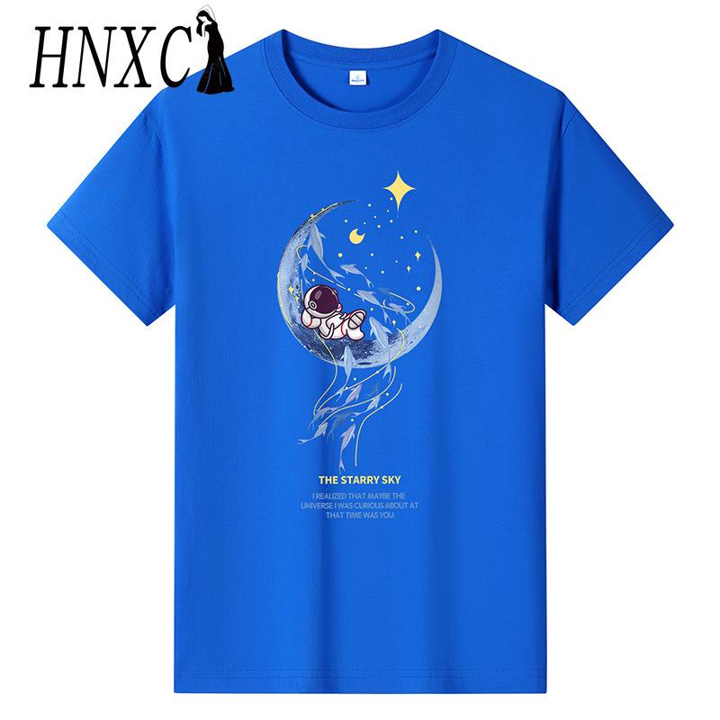 HNXC Bavlněné tričko s krátkým rukávem Pánská móda Košile s volným polovičním rukávem Košile s potiskem