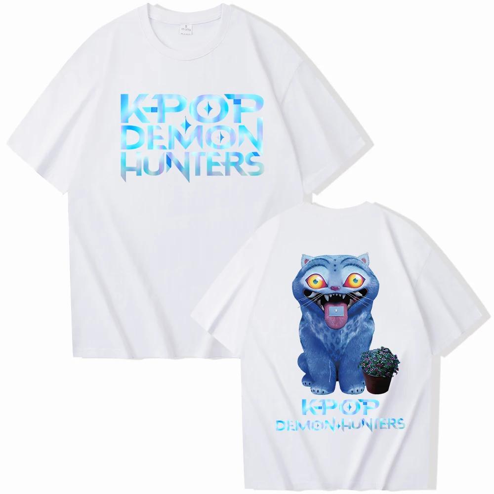 Summer KPop Demon Hunters Derpy Tiger 2025 New Movie T-Shirts Women Casual O-Neck Short Sleeve Shirts Unisex Y2k Streetwear