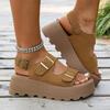 Comfort Shoes for Women 2025 Summer Female Sandal Clogs with Heel Increasing Height Girls Thick Beach New Retro Rome Scandals