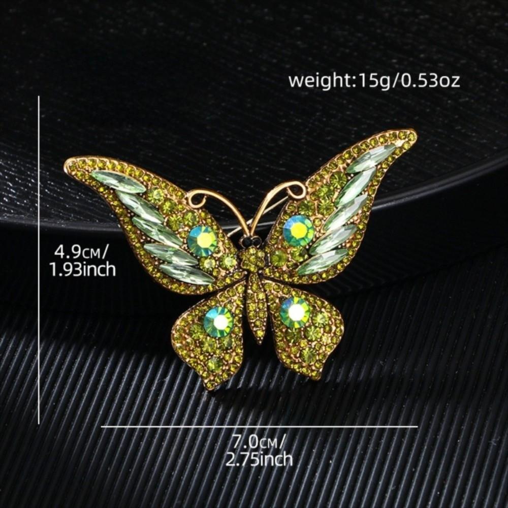 Styl Retro Broszka Motyl Kolorowy Kryształ Wykwintny Wzór Broszka z Diamentami Metalowy Owad Luksusowa Wielokolorowa Broszka Kryształowa