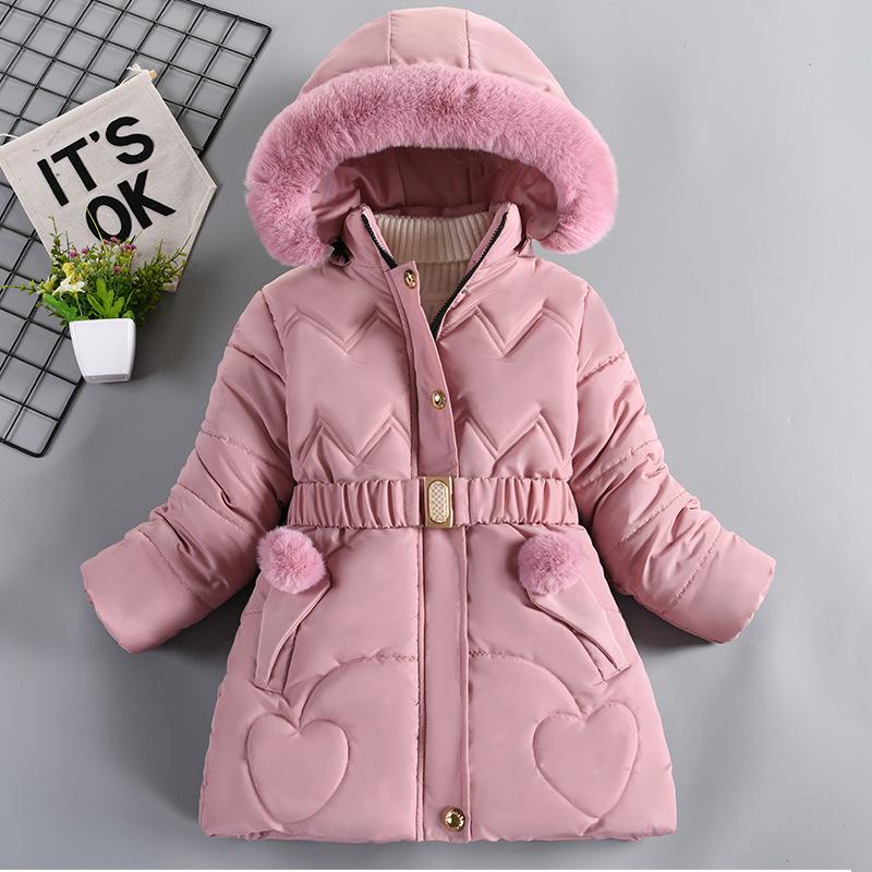 Mädchen Winter Mittellanger Dicke Mantel mit Pelzkragen