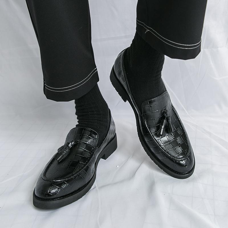 Herr Svart Loafers Läder Brun Formella Affärsskor Bröllopsklädsel Balskor Överdimensionerade