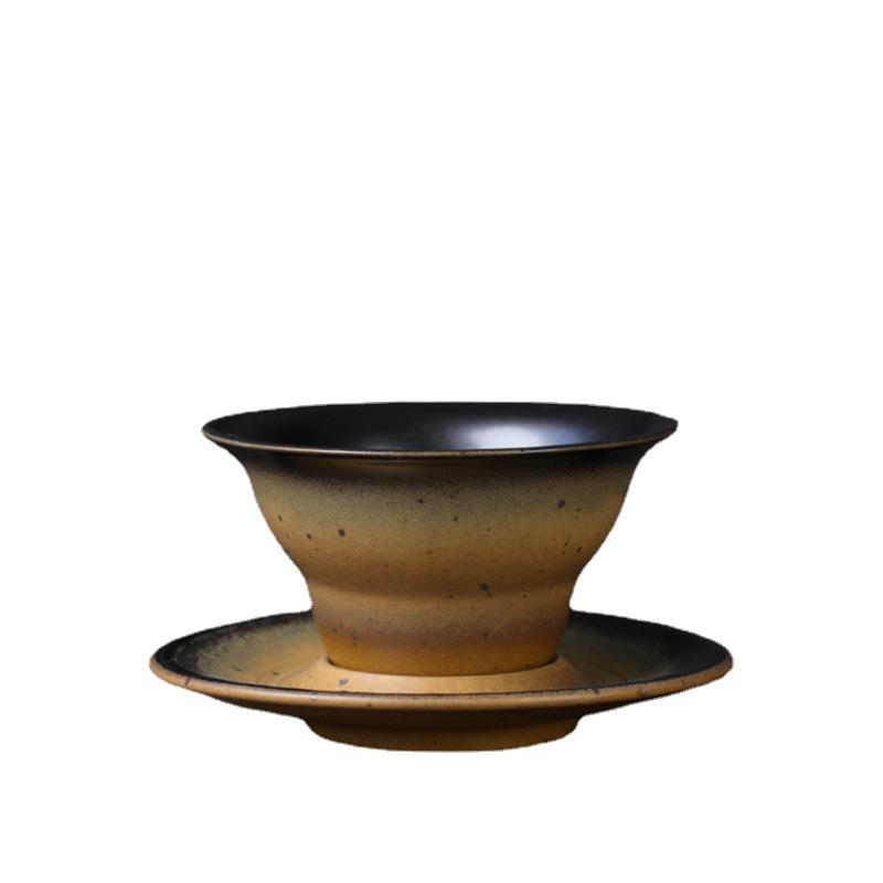 Coffee Cup And Saucer Set, Wind Ceramic Cup, Creative Cup, Retro Coarse Pottery