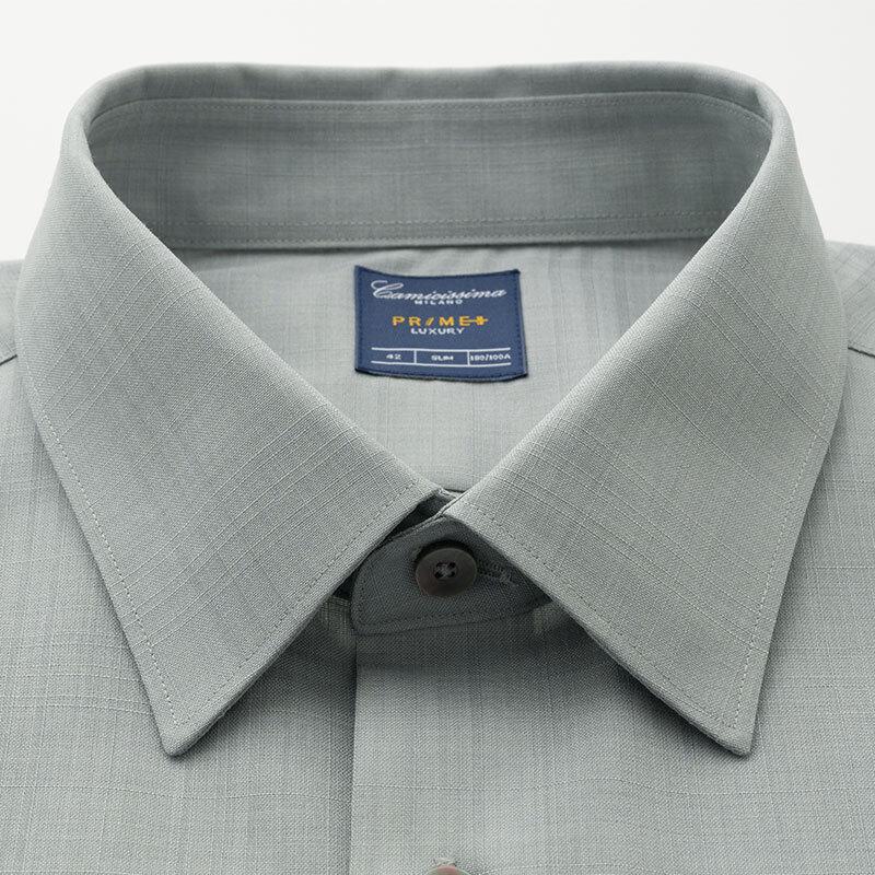 CAMICISSIMA Men s Wool Blend Jacquard Business Long Sleeve Shirt 40