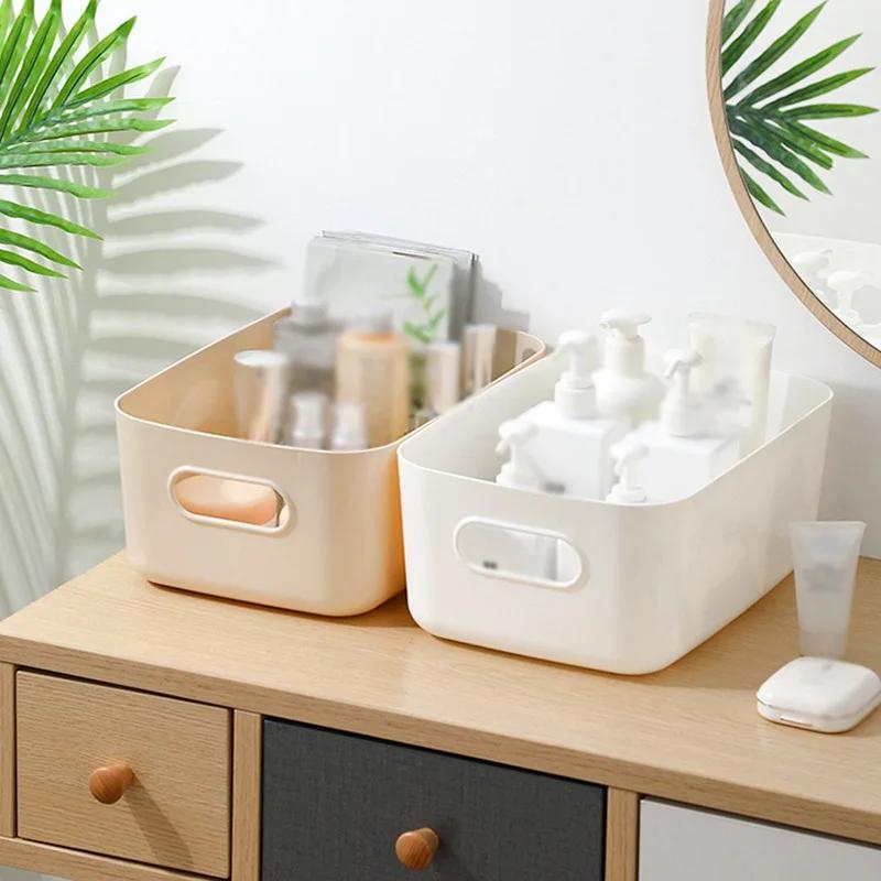 1pc Desktop Cosmetic Storage Box Bathroom Kitchen Bedroom Plastic Storage Basket S-L Dormitory Miscellaneous Storage Box