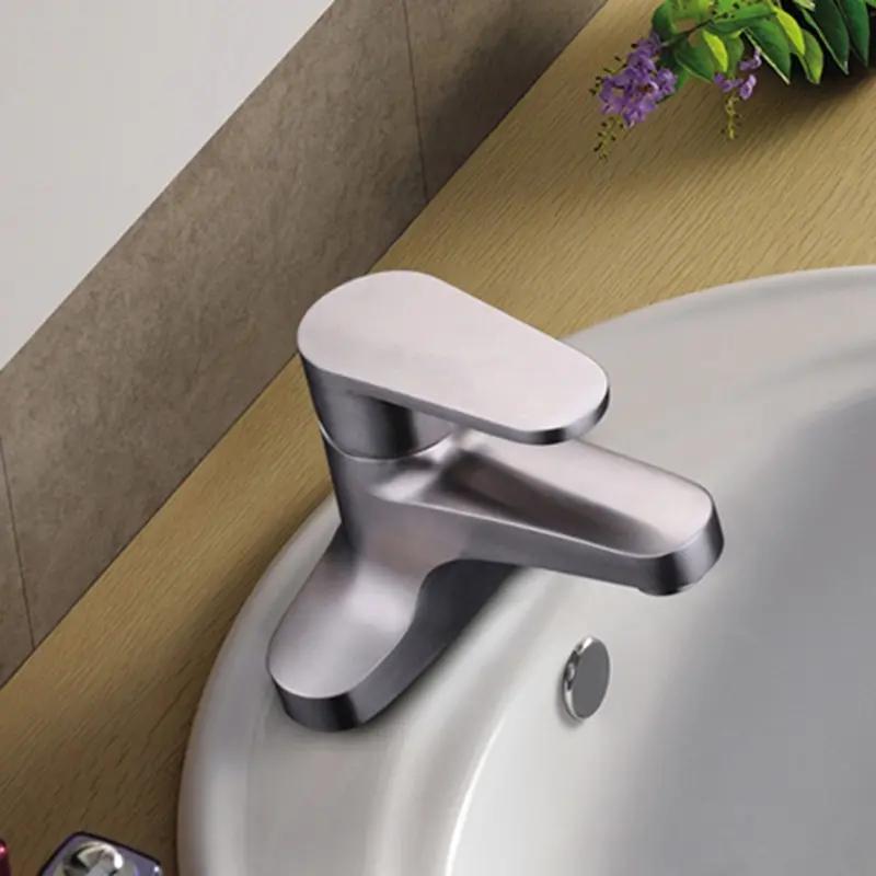 Household Bathroom Mixer Faucet 304 Stainless Steel Basin Taps Single Lever Kitchen Faucet Cold and Hot Mixer Tap Deck Mounted