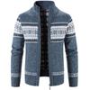 Stylish Men's Zip-Up Sweaters Warm Thick Knitwear with Color Blocking and Casual Design for Autumn and Winter