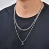 Vnox Set di 2 Collane per Uomo Donna, Acciaio Inossidabile Ciondolo Lettera Iniziale A-Z Catena Intrecciata e Catena Cuban Link Choker Nuovo