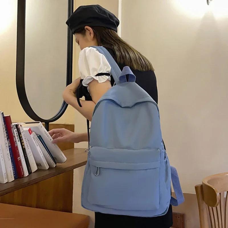 Rits Effen Kleur Waterdichte Rugzak Tieners Meisje Boeken Schrijfwaren Tassen Ins Mode Studenten Casual Grote Capaciteit Schooltas