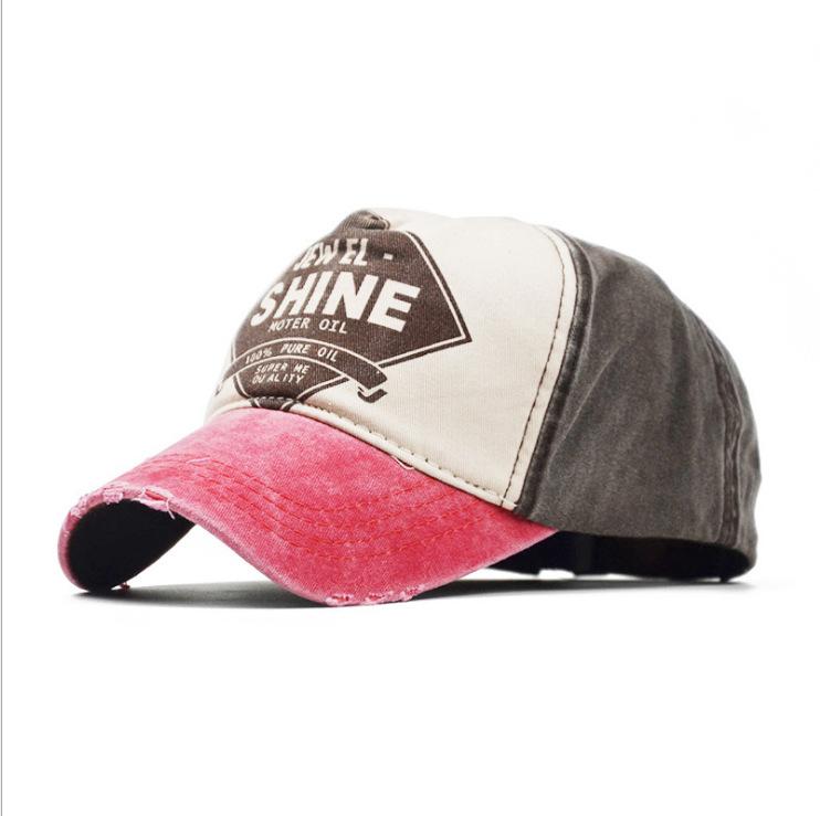 Vintage Distressed Baseball Cap "Jewel Shine" Print Washed Cotton Dad Hat