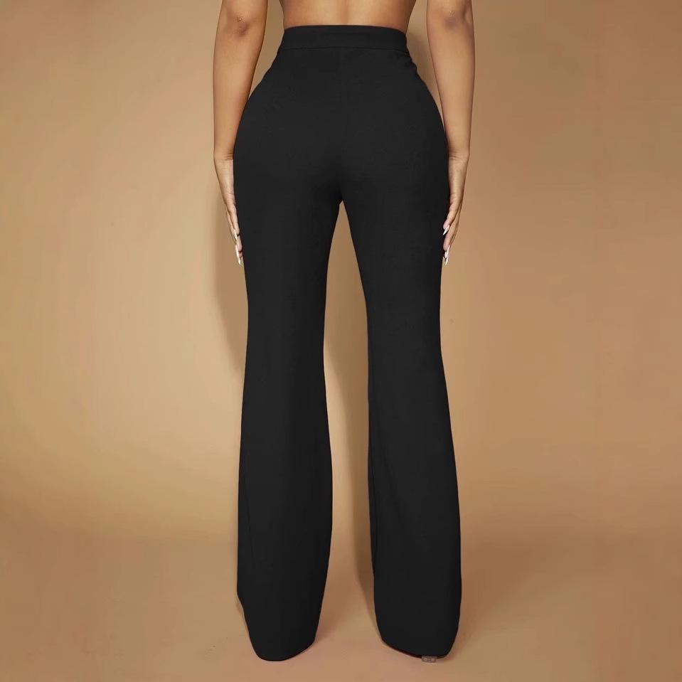 2025 Elegant High-Waist Flare Pants for Women: Chic European & American Office Style