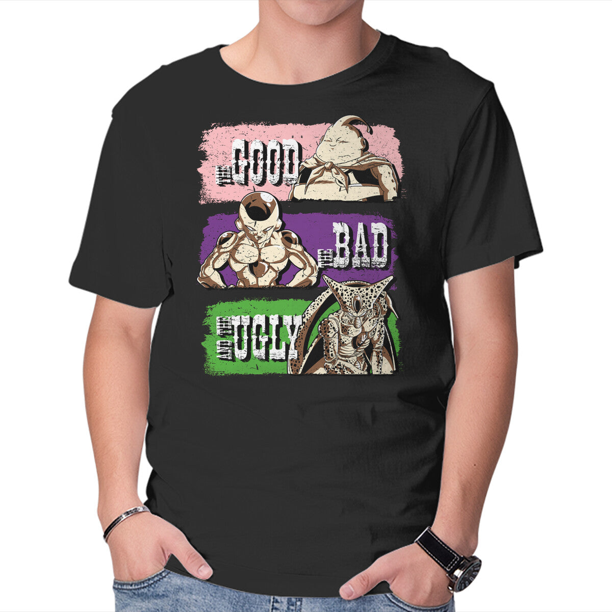 Unisex Crew Neck T-Shirt Good Bad Ugly DBZ Graphic Short Sleeve Casual Tee XXXXL