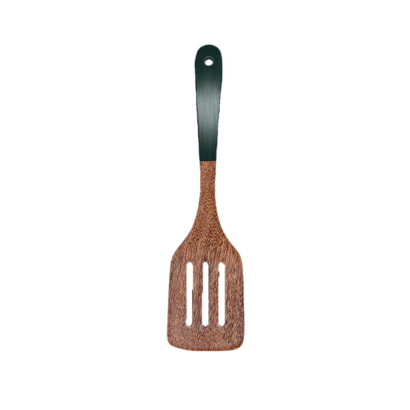 Neu! Kochgeschirrwerkzeuge aus Holz mit grünem Griff Antihaft Anti-Rutsch Löffel Spatel Küche Kochen