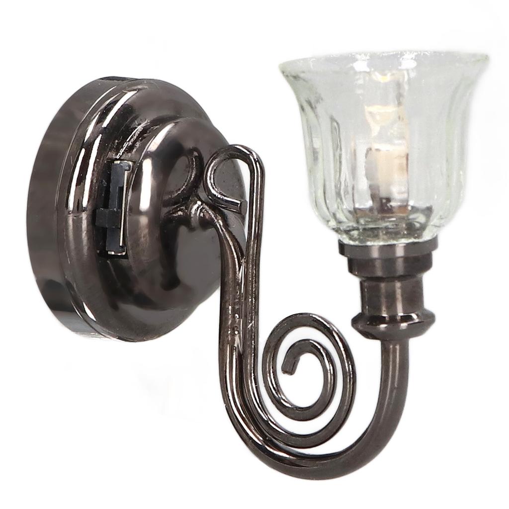 1:12 Dollhouse Wall Lamp LED Warm Lighting Vintage Look Metal Dollhouse Miniature Wall Sconce with
