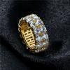18K Gold Doppelreihiger Zirkon Hip-Hop Ring - Trendiger europäischer und amerikanischer Stil, Voll Diamant Herrenschmuck