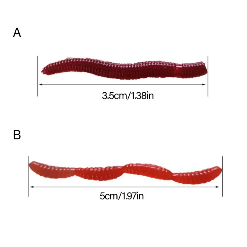 200pcs Artificial Worm Lure for Trout Rubber Fishing Lure Red Worm Earthworm Baits Fishing Tackle Accessory Soft Baits