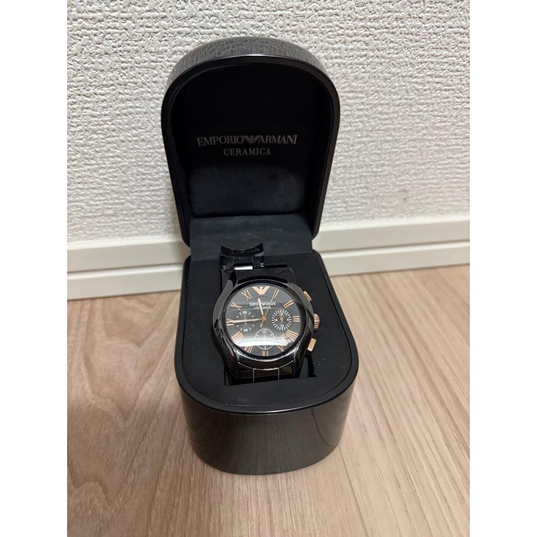 Used Armani Watch Ceramica AR1410 Black x Gold [Junk/Repair required]