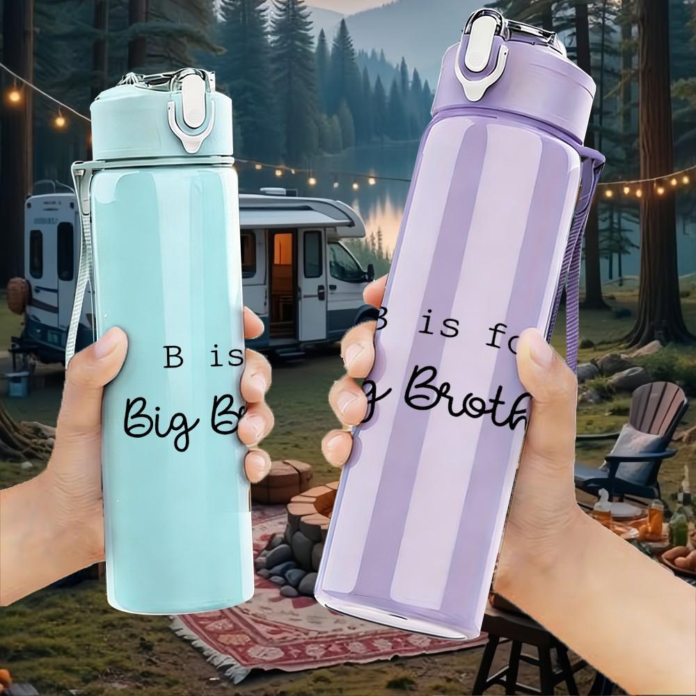 1PC B Is For Big Brother Letter Quote Print 750ml Color Plastic Sports Water Bottle Leakproof Flip Straw Lid Suitable for Sports Office Home Use