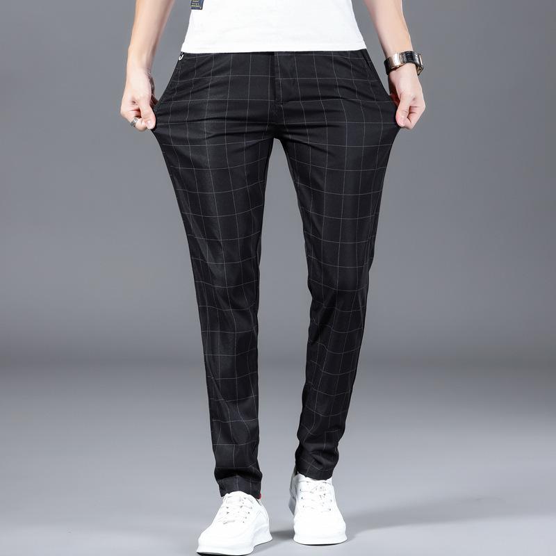Autumn Versatile Casual Trousers Slim Small Leg Trousers Men's Striped Trousers Korean Version of the Tide of Elastic Waist Small Straight Trousers