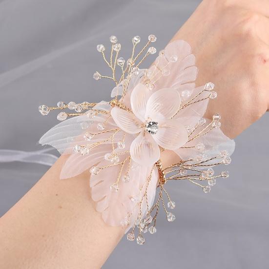 Wrist Corsage Elegant Comfortable Touch Anti-Wear Bride Bridesmaid Wrist Corsage Flower Bracelet for Wedding Engagement