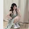 Sweet Spice Girl Lotus Leaf Sling Dress Fairy Summer Floral Skirt Irregular Temperament Seaside Beach Dress