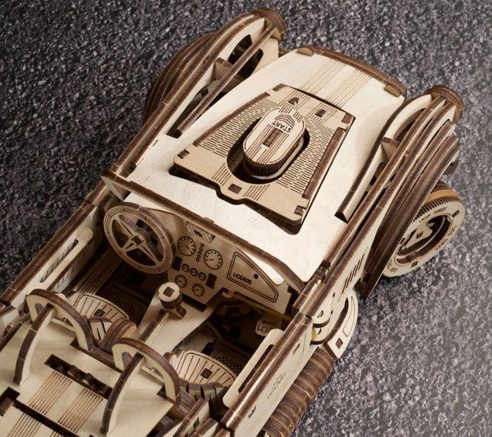 Puzzle 3D Voiture de Course - UGEARS - Drift Cobra Racing Car - Kit Maquette en Bois Mécanique - 370 Pièces