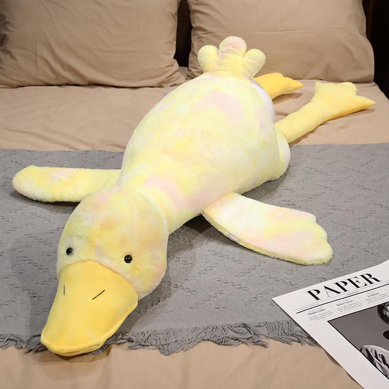 155cm Giant Stuffed Animals White Goose Plush Throw Pillows Yellow Duck Plushies Kids Toys Soft Sleeping Cushion Decor Gifts