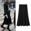 Hong Kong Style High-Waist Knitted Pleated Skirt for Women - Slim, Thick, Autumn & Winter Wear, Supports Up to 200 Pounds