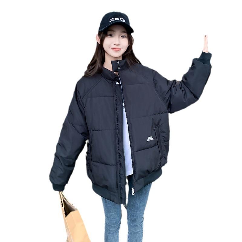 Hong Kong-style Baseball Uniform Stand-up Collar Women's Winter 2025 New Solid Color Collegiate Style Loose Warm Jacket Couple Cotton Jacket