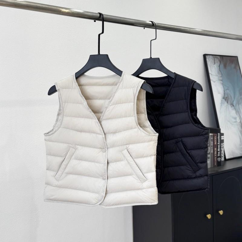 Womens Short Lightweight Down Vest V-Neck Sleeveless Inner Wear Winter Daily