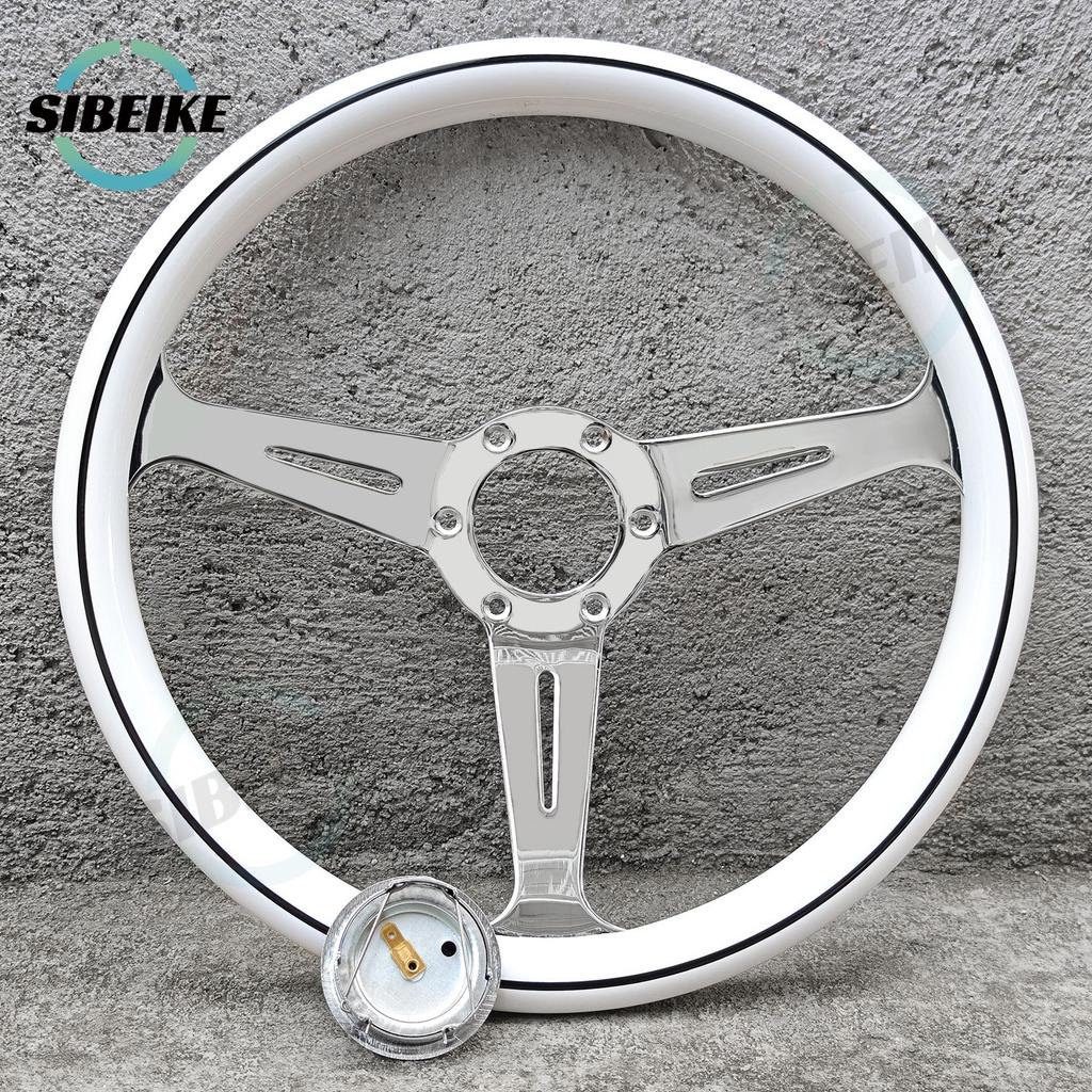 JDM Universal 14inch White Steering Wheel Classic Racing Sports Steering Wheel Car Accessories