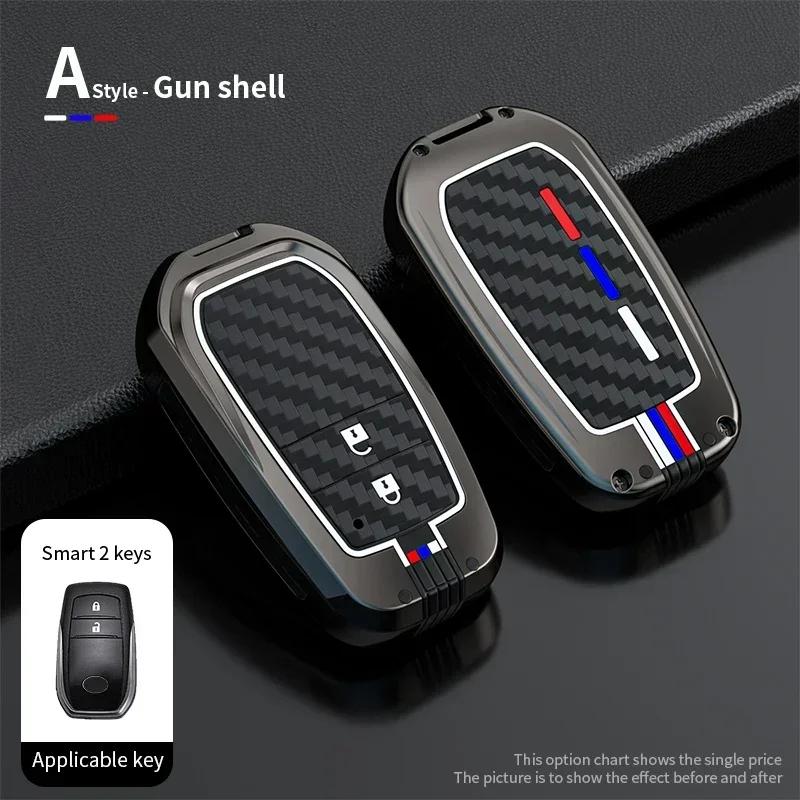 Alloy+Carbon Fider Car Key Case Holder Chain Toyota Alphard VELLFIRE 2012 PREVIA 2019 2020 2021 Car Interior Accessories