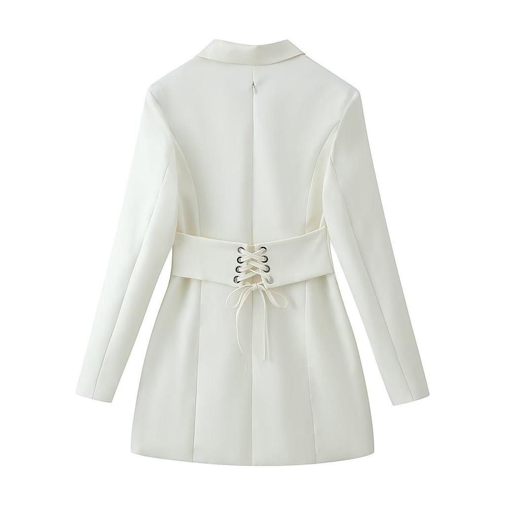 European & American Style Fashionable Silk Satin Lapel Jacket with Rhinestone Embellishments - Women's Suit Dress New Arrival