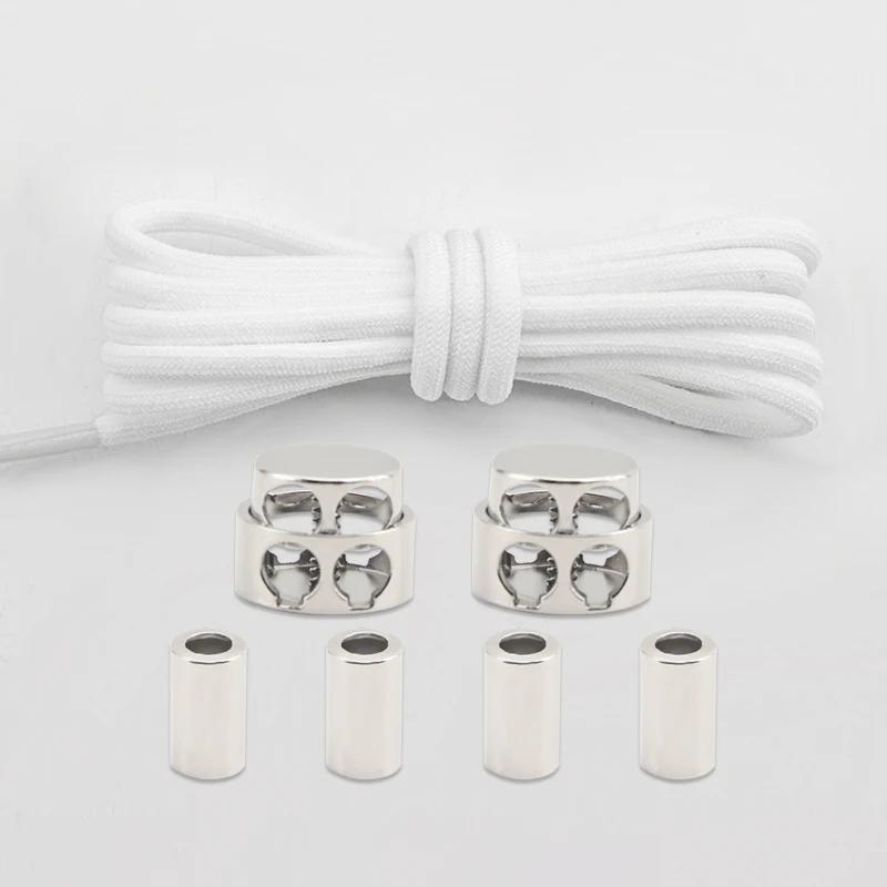 1Pair Lock Shoe laces Without ties Metal Buckle Laces Round Elastic Laces Sneakers Kids Adult No Tie Shoelaces Shoes Accessories
