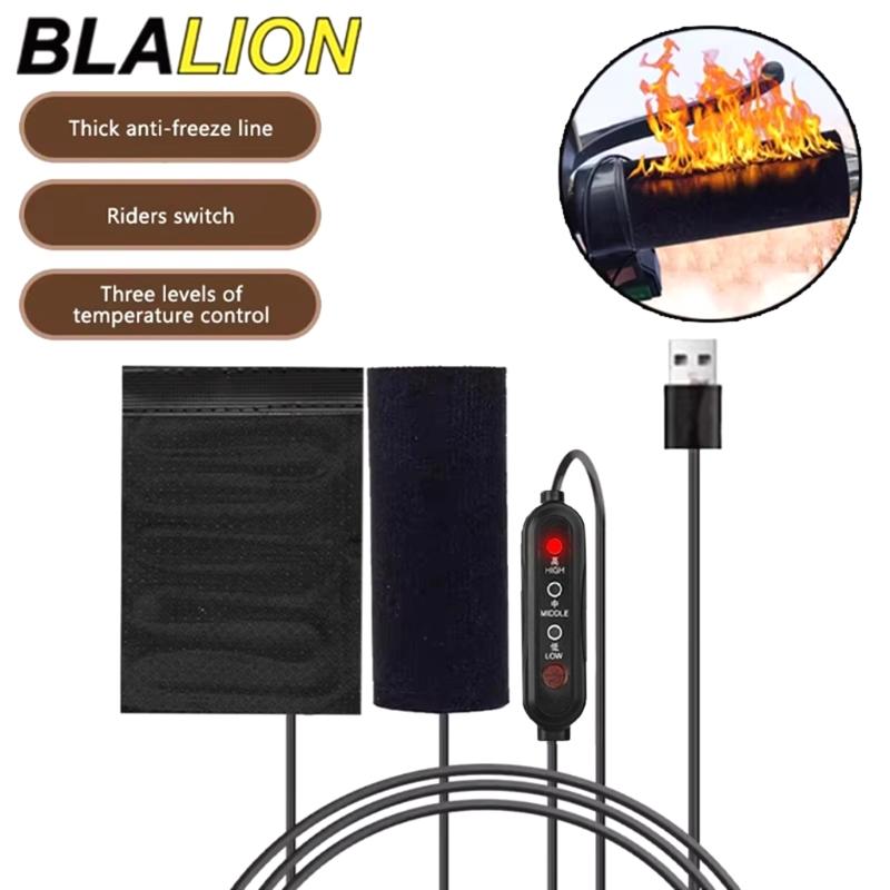 USB Heated Motorcycle Handlebar Covers with Three Adjustable Temperature Settings Rapid Heating Grips for Comfort