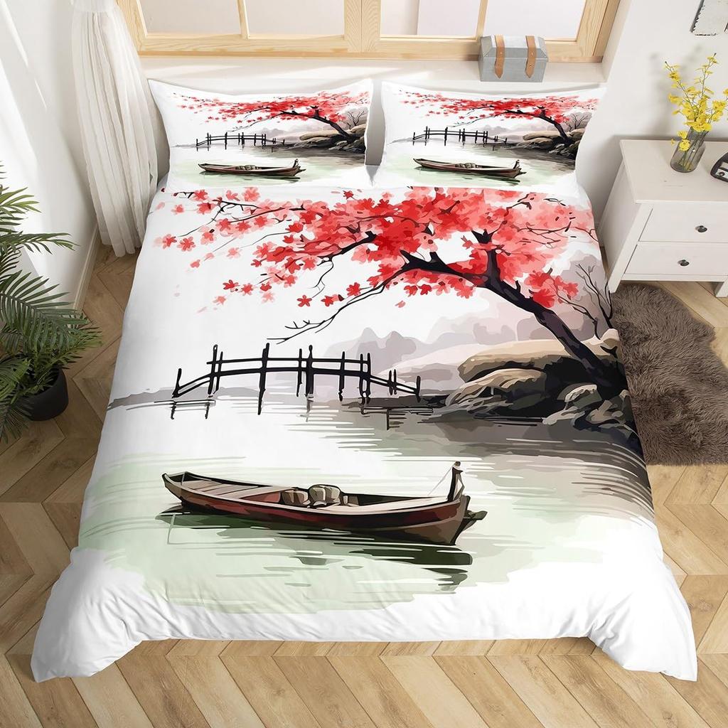 Comforter Chinese Ink Painting Scenery Full Natural Landscape Mountain Bedding Set Eagle Comforter Polyester