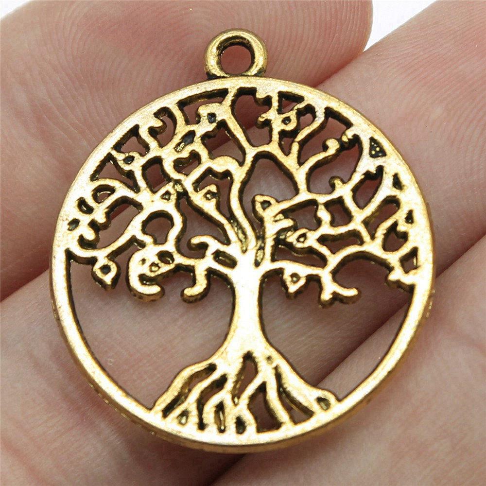 Charms Round Tree Of Life Pendants Vintage Jewelry Supplies QC109