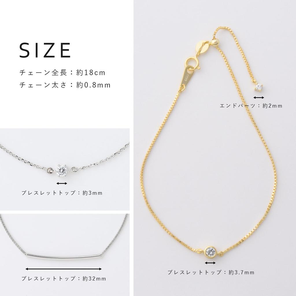 [Matthewmark] Bracelet Chain Cubic Zirconia Circlet Gold (K18) Italian Made Venetian Chain Women's Popular Accessory Birthday Present Gift Fashion Bra